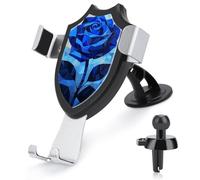 Jubonexis Support de téléphone de voiture en mosaïque géométrique bleu rose avec base triangulaire à clip pour grille d'aération - Accessoires automobiles pour smartphones de 4 à 6 pouces