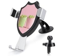 Jubonexis Support de téléphone de voiture en papier à rayures vertes et roses - Support triangulaire à clip pour grille d'aération - Accessoires automobiles pour smartphones de 4 à 6 pouces