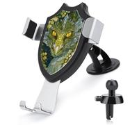 Jubonexis Support de téléphone de voiture en verre teinté avec motif dragon vert aux yeux jaunes - Support triangulaire à clip pour grille d'aération - Accessoires automobiles pour smartphones de 4 à