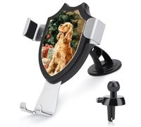Jubonexis Support de téléphone de voiture marron pour chien et arbre de Noël - Support triangulaire à clip pour grille d'aération - Accessoires automobiles pour smartphones de 4 à 6 pouces