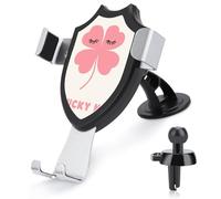 Jubonexis Support de téléphone de voiture Minimal A Four Leaf Clover Lucky Me - Support triangulaire à clip pour grille d'aération - Accessoires automobiles pour smartphones de 4 à 6 pouces