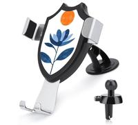 Jubonexis Support de téléphone de voiture minimaliste découpé en forme de fleur avec soleil orange - Support triangulaire à clip pour grille d'aération - Accessoires automobiles pour smartphones de 4