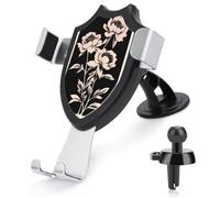 Jubonexis Support de téléphone de voiture minimaliste simple pivoines mauve noir crème support triangle clip base grille d'aération téléphone portable voiture accessoires automobiles pour smartphones