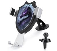 Jubonexis Support de téléphone de voiture motif dragon noir aux yeux lumineux violets - Support triangulaire à clip pour grille d'aération - Accessoires automobiles pour smartphones de 4 à 6 pouces