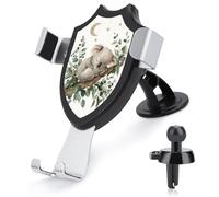 Jubonexis Support de téléphone de voiture motif koala endormi sur une branche d'eucalyptus - Support triangulaire à clip pour grille d'aération - Accessoires automobiles pour smartphones de 4 à 6