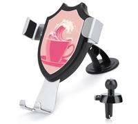 Jubonexis Support de téléphone de voiture motif tasse de thé rose - Motif vagues de l'océan - Support triangulaire à clip pour grille d'aération - Accessoires automobiles pour smartphones de 4 à 6