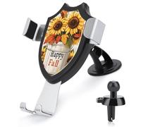 Jubonexis Support de téléphone de voiture motif tournesols dans un vieux seau blanc - Support triangulaire à clip pour grille d'aération - Accessoires automobiles pour smartphones de 4 à 6 pouces