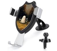 Jubonexis Support de téléphone de voiture vintage avec motif fantôme mignon en champ ouvert - Support triangulaire à clip pour grille d'aération - Accessoires automobiles pour smartphones de 4 à 6