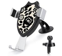 Jubonexis Support de téléphone de voiture vintage noir et blanc floral milieu du siècle support triangle clip base grille d'aération support de téléphone portable voiture accessoires automobiles pour