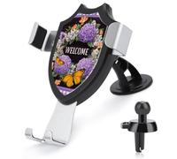 Jubonexis Support de téléphone de voiture violet hortensias oranges fleurs jaunes papillon support triangle clip base grille d'aération support de voiture accessoires automobiles pour smartphones