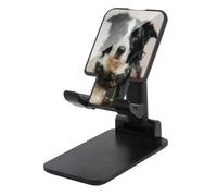 Jubonexis Support de téléphone portable classique Border Collie portant une écharpe à carreaux Support de téléphone portable pliable et réglable pour bureau