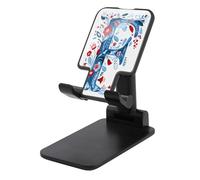 Jubonexis Support de téléphone portable minimaliste lettre F avec motifs floraux d'art populaire pliable et réglable pour bureau
