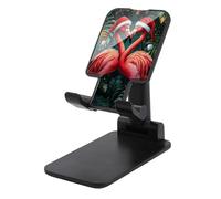 Jubonexis Support de téléphone portable pliable et réglable avec deux flamants roses portant un chapeau de Père Noël