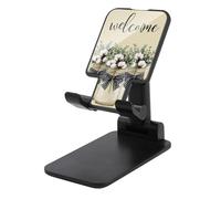 Jubonexis Support de téléphone portable pliable et réglable avec eucalyptus et fleurs blanches dans des bocaux pour bureau