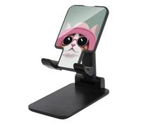 Jubonexis Support de téléphone portable pliable et réglable en forme de chat mignon dans un chapeau de soleil pour bureau