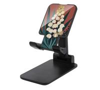 Jubonexis Support de téléphone portable pliable et réglable en forme de cloche pour bureau Motif fleurs Blanc crème botanique milieu du siècle