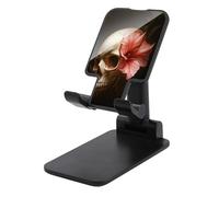 Jubonexis Support de téléphone portable pliable et réglable en forme de crâne et fleur rose pour bureau