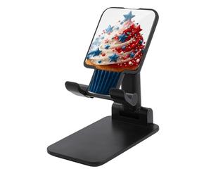 Jubonexis Support de téléphone portable pliable et réglable en forme de cupcake avec étoiles givrées rouge, blanc, bleu