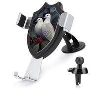 Jubonexis Support de téléphone pour voiture avec deux tortues colombes - Support triangulaire à clip pour grille d'aération - Accessoires automobiles pour smartphones de 4 à 6 pouces