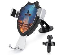 Jubonexis Support de téléphone pour voiture avec motif fantôme d'Halloween perché derrière une clôture en bois - Support triangulaire à clip pour grille d'aération - Accessoires automobiles pour