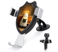 Jubonexis Support de téléphone pour voiture chrétienne avec motif fantôme mignon tenant une bible - Support triangulaire à clip pour grille d'aération - Accessoires automobiles pour smartphones de 4 à