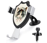 Jubonexis Support de téléphone vintage adorable chat calicot portant un capot de voiture support de téléphone triangle base clip grille d'aération support de voiture accessoires automobiles pour