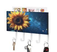 Jubonexis Support mural en acrylique avec 5 crochets en forme de tournesol avec pétales dorés pour maison, bureau, entrée