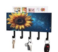 Jubonexis Support mural en acrylique avec 5 crochets en forme de tournesol avec pétales dorés pour maison, bureau, entrée