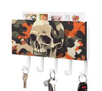Jubonexis Support mural en acrylique avec 5 crochets pour clés de bureau et entrée Motif camouflage militaire avec tête de mort