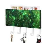 Jubonexis Support mural scintillant en acrylique avec 5 crochets en forme de trèfles scintillants pour la maison, le bureau, l'entrée