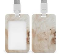 Jubonexis Surface en bois marron clair avec grain minimal - Porte-badge rétractable à clip - Protecteur de carte - Badge nominatif pour travail, bureau, médecin, infirmière