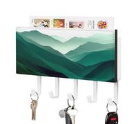 Jubonexis Surreal Minimalist Mountain Silhouette Peaks Porte-clés mural pour courrier mural avec 5 crochets en acrylique pour maison, bureau, entrée