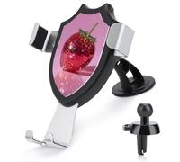 Jubonexis Surreal Support de téléphone de voiture en forme de boule disco rouge fraise avec base triangulaire à clip pour grille d'aération Accessoires automobiles pour smartphones de 4 à 6 pouces