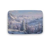 Jubonexis Tapis de porte de salle de bain en velours corail extra doux, absorption rapide de l'eau, antidérapant et confortable, motif scène d'hiver avec pins, collines, 40 x 60 cm