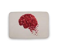 Jubonexis Tapis de porte de salle de bain en velours corail extra doux, absorption rapide de l'eau, antidérapant et confortable, motif cerveaux humains, 50 x 80 cm