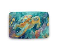 Jubonexis Tapis de salle de bain coloré tortue de mer, tapis de sol en velours corail extra doux, absorption rapide de l'eau, antidérapant, confortable, tapis de bain 50 x 80 cm