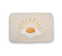Jubonexis Tapis de salle de bain minimaliste du milieu du siècle Sunny Side Up Egg - Tapis de sol en velours corail extra doux, absorption rapide de l'eau, antidérapant et confortable, 50 x 80 cm