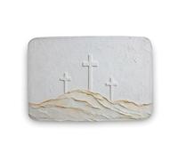 Jubonexis Tapis de salle de bain trois croix sur la colline - Tapis de sol en velours corail extra doux - Absorption rapide de l'eau - Tapis de bain antidérapant et confortable - 50 x 80 cm