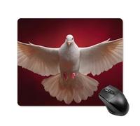 Jubonexis Tapis de souris blanc colombe avec ailes ouvertes volant dans l'air, petit ordinateur de bureau et ordinateur portable avec base en caoutchouc antidérapant, tapis de souris de jeu
