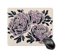 Jubonexis Tapis de souris minimaliste simple pivoines sur crème en linogravure, petit ordinateur de bureau, ordinateur portable avec base en caoutchouc antidérapant, tapis de souris de jeu