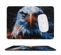 Jubonexis Tapis de souris pour ordinateur portable avec base en caoutchouc antidérapant, motif aigle chauve bleu et orange