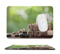 Jubonexis Tapis de souris pour ordinateur portable avec base en caoutchouc antidérapant - Motif bougies et pierres - Pour ordinateur de bureau et ordinateur portable