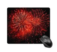 Jubonexis Tapis de souris rouge avec motif explosion de feux d'artifice avec stries lumineuses, petit ordinateur de bureau et ordinateur portable avec base en caoutchouc antidérapant, tapis de souris