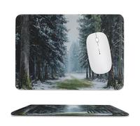 Jubonexis Tapis de souris The Road - Motif grands arbres en hiver - Pour ordinateur de bureau et ordinateur portable - Base en caoutchouc antidérapant - Pour jeux vidéo