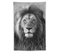 Jubonexis Tapisserie Lion noir et blanc en polyester esthétique à suspendre pour chambre à coucher, salon, dortoir, 101,6 x 152,4 cm