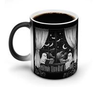 Jubonexis Tasse à café en céramique à changement de couleur avec deux fantômes - 325 ml