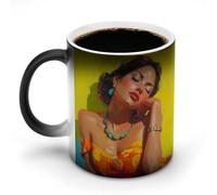 Jubonexis Tasse à café en céramique à changement de couleur avec inscription « Funky Colours Sexy Woman » - 325 ml