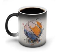 Jubonexis Tasse à café en céramique à changement de couleur avec motif graffiti de basket-ball, 325 ml