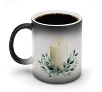 Jubonexis Tasse à café en céramique à changement de couleur changeante avec bougie d'hiver - 325 ml