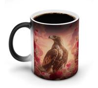 Jubonexis Tasse à café en céramique à changement de couleur changeante avec motif aigle majestueux - 325 ml